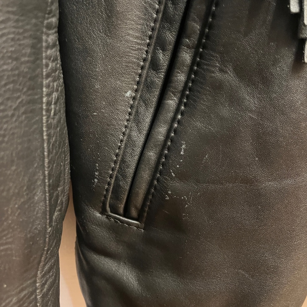 3M Thinsulate Black Leather Jacket with Red Floral Embroidery - Picture 7 of 11